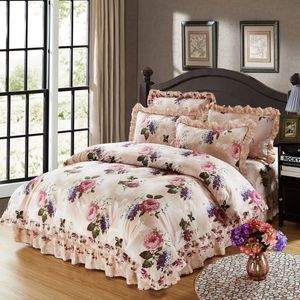 Set di biancheria da letto 100 Cotone Abiti morbidi Queen King size Set trapuntato Copripiumino spesso spalmato Set di lenzuola Federa 4 6 pezzi 221129