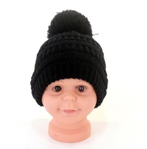 Crianças grossas e quentes de inverno para bebê gorjeta de malha de malha de malha pom pom saines chapéus casuais infantil gorrosas meninos garotos de crochê de esqui tampa