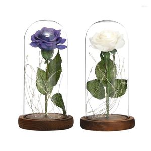 Decorative Flowers Artificial Eternal Rose LED Light The Beauty In Flask Wedding Valentine Day Gifts