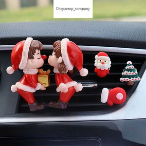 1pc Noel sevimli çift kız araba hava havalandırıcısı esansiyel yağ parfüm klips kokusu aromalar difüzör otomatik iç dekor
