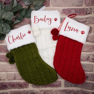 Christmas Decorations Personalized Stocking Family Tree Decor Children's Knitted Gift Boots or Bags Unique Idea 221130