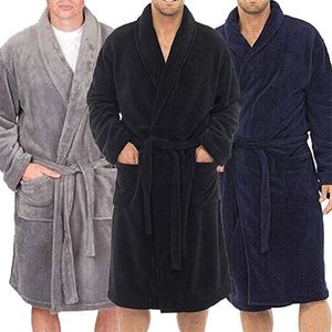 Men's Robes Mens Bathrobe Man Winter Warm Casual Flannel Sleepwear Long Sleeve Plush Shawl Male Bath Lounge Nightgown Home Clothes 221130