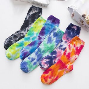 Men's Socks Cotton Fashion Couple Tie-Dyed Breathable Skateboard Soft Middle Tube For Men And Women on Sale