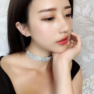 Choker Extensible Gems Strand Collar Necklace Bling Cubic Zircons Band Form Elegant Noble Lovely Clavicle