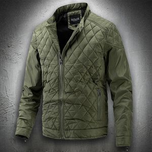 メンズダウンパーカー春秋のジャケットファッション服ダイヤモンドパターンアーミーグリーンボンバーカジュアルとコートプラスサイズ5xl 221129
