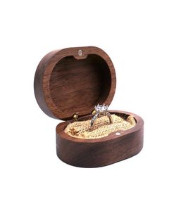 Jewelry Boxes Wedding Wood Jewelry Ring Bearer Retro Vintage Wooden Holder Customized Gift Case Natural Walnut Creative Magnetic E3968680