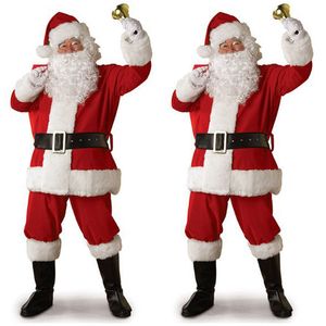 Tema kostym Santa Claus cosplay pappa i kl￤der kl￤dda vid julen av m￤n fem bunslot kostym f￶r varma vuxna 221130