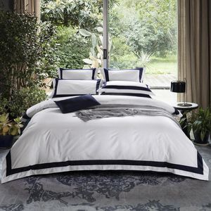 Set di biancheria da letto Premium 100 Cotton el White Set Luxury Queen King California Copripiumino formato USA Lenzuolo con angoli Federe 221129