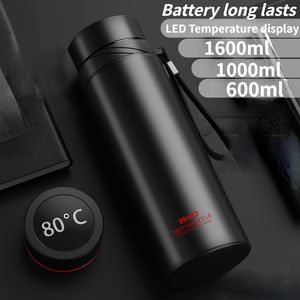 Water Bottles 600ml1600ml 304 Stainless Steel Thermal Vacuum Flask LED Temperature Display Large Capacity Insulated Thermos Tea Bottle 221130