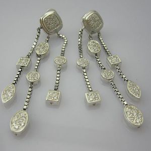 Lüks 925 STERLING Gümüş Pave Elmas Saplama Küpe Tasarımı Güzel Takı Marka Küpe Alantine Günü Noel Hediyeleri