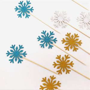 Juldekorationer Navidad 20st Snowflake Cake Topper Girl Birthday Cupcake Toppers Cakes Decor Accessories 2022 Year Gift