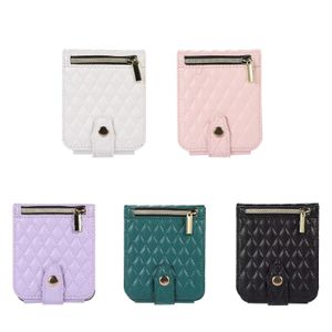 Wallet Phone Cases for Samsung Galaxy Z Flip 4/3 Lambskin Snap Fastener PU Leather Case with Card Slots and Zipper Coin Purse