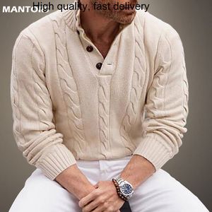 Mens Sweaters Autumn Winter Button Up Knitted Coats Men Solid Color Shirt Casual Pullover Clothing Streetwear 221130