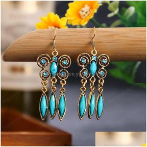 Dangle Chandelier Trendy Butterfly Ethnic Dangle Kolczyki 2021 Retro bohemia wakacyjna wakacyjna kolczyka z frędzlami dla kobiet Indian Dhzez