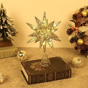 Decorazioni natalizie Topper a forma di stella a LED per albero, a batteria, ornamento natalizio da appendere 221130