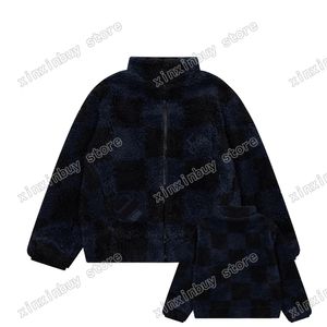 xinxinbuy Cappotto da uomo firmato Giacca in pile con ricamo a lettere a quadri in misto lana a maniche lunghe da donna verde bianco rosso blu S-2XL