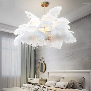 Pendant Lamps Modern Decor Velvet Feathers Lights Living Room Lamp LED Indoor Lighting Light Fixtures Kitchen Hanging