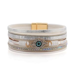 Bracelets de charme bracelets en cuir pour les yeux maléliques en ramine bleu mti couche pu bracelet gouttes livraison de bijoux dht4g