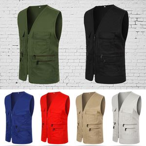 Men's Vests Men Sleeveless Vest Top Casual MultiPocket Loose Jacket Coat Outdoor Fishing Pographing Cameraman Waistcoat 221130