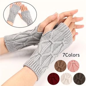 Halbfinger-Handschuhe für Damen, Winter, weiche warme Wolle, Strick-Armhandschuhe, Fäustlinge, Handschoenen, Unisex, fingerlose Guantes