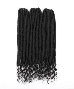 18 -calowy Miękki naturalny czarny Kanekalon Syntetyczna szydełka Goddess Locs Locs z kręconym końcem włosów dla kobiet5540033