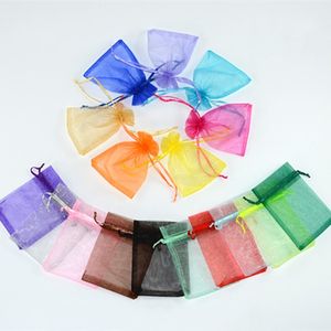 100pcs/lot 9x12cm Organza Bags Drawstring Jewelry Gift Wrap Packaging Bag Candy Wedding Birthday Present Pouches Sweets Pouches