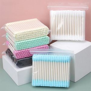 Makeup Sponges bag Double Head Cotton Swab Bamboo Sticks Disposable Buds For Beauty Nose Ears Cleaning