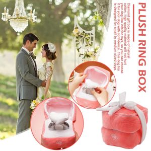 Christmas Decorations Pink Ring Box Plush Toy Love Diamond Case Stuffed Surprise Gift Propose Memory Wedding for Women H3U7 221130