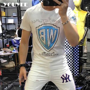 Camisetas masculinas camiseta casual letra masculina broca quente shinestone manga curta 2022 verão de alta qualidade design de algodão camisetas de algodão roupas 4xl t2221130