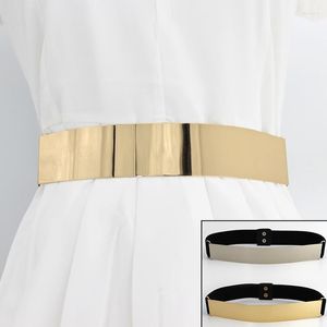 Bältesvarumärkesdesigner för Woman Golden Mirror Luxury Belt Classy Elastic Ceinture Femme Ladies Apparel Accessory