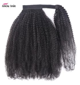 ISHOW ISHOW pollch Wave Body Human Hair Extensions Trapunta Pony Tail Yaki Straight Afro Kinky Curly JC Cotail di cavallo per donne Colore naturale