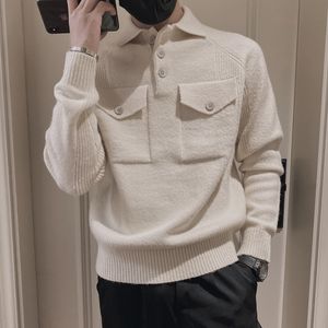 Erkek Sweaters Marka Giyim Erkekler Kış Kış Yüksek Kaliteli İnce Uygun Termal Örme Sweatermale Moda Eğlence Seti kafa S-3XL BEIGE 221130