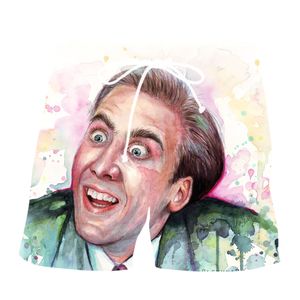 Hip Hop Sportwear Punk Sıradan Gevşek Parça Pantolon Sonbahar Erkekler Serin Baskı Ünlü Aktör Nicolas Cage 3D Şort 002