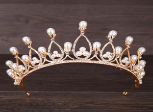 Barokowe perły kryształowe korony ślubne opaski do włosów złote tiary ślubne opaski ślubne diadem królowa korona tiara