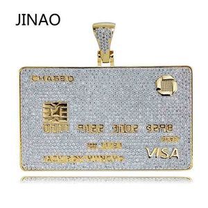 Jinao Hip Hop Gold Credit Card Pendant Collier Micro Pave Zircon Iced Out Jewelry Man Women Gift