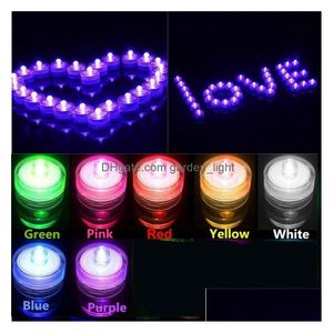 Luzes noturnas LED Submersible Water impermeável Luzes de chá de decoração de lâmpada subaquática Festa de casamento iluminação interna para tanque de peixes Pon Dhjto