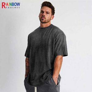 Herr t-shirts regnbåge berör lyxkvalitet bomull Löst fit Drop Shoulder Brand Blank Men T-shirt överdimensionerade shorts Superior Pure Color Slim T221130