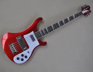 5 Strings Metallic Red Electric Bass Guitar with Body Binding White Pickguard Chrome Hardware Can be customized