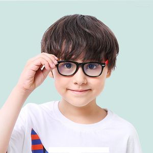 Солнцезащитные очки рамы моды анти-синие светлые дети Резиновые очки для мальчика девочка бренд мягкая рама Goggle Plain Kids Square Anti Blue Tr90