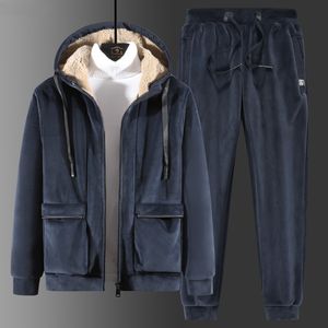 Erkek Trailtsits Est sıcak kış erkekler kadife kalın iki parça polar peynir takım elbise jacketpants büyük boyut 8xl 221130