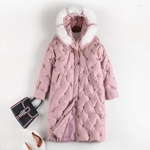 Kvinnors dikerockar Fashion Plus Size Women's Cotton Coat Mid-Längd tjock koreansk version 2022 Vinterfett syster Big päls krage