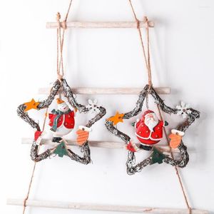 Juldekorationer Retro Old Style Snowman Angel Vine Wreath Garland Door Hanging Coffee Shop Decoration Pendant Navidad