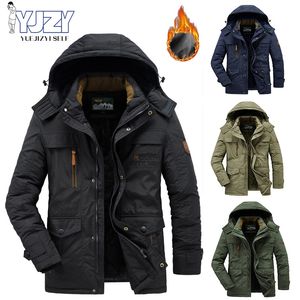 Mens Down Parkas Winter Military Casual Fleece Warm Removable Hat Men Windproof Fashion Windbreaker Cotton Jacket 221129