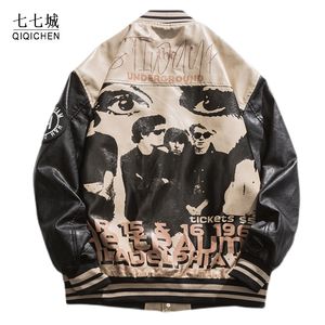 メンズジャケット野球革のメンポートレートエンプロイドモーターサイクルPUESHIZE VARSITY VINTAGE BOMBER COAT UNISEX221129