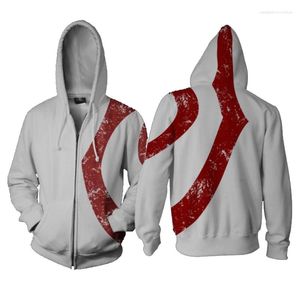 Herren Hoodies God Of War Ghost Sparta Hoodie Kratos Herren Casual Sweatshirts 3D-Druck Kapuzenreißverschluss Mantel Dünne Tops