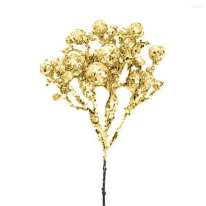 Decorative Flowers Christmas Trees Garlands Cuttings Flower Hanging Artificial Foam Gold Powder 27CM Decorations DIY Decoration PVC Xmas