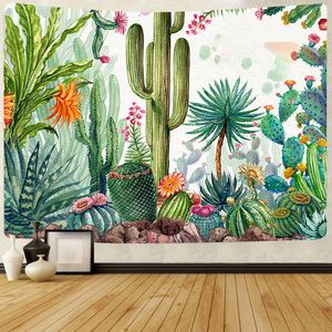 Christmas Decorations Simsant Cactus Tapestry Green Succulent Plants Tablecloths Flower Wall Hanging Tapestries for Living Room Bedroom Home Decor