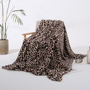 Großhandel Mode Leopard Gedruckt Verdicken Decke Warme Weiche Kaninchen Fell Hause Sofa Decke Erwachsene Baby Nickerchen Decken