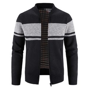 Herren Pullover Herbst Strickjacke Mode Dünne Gestrickte Sweatercoats Casual Patchwork Männer Zipper Stricken Jacke Mantel 221130