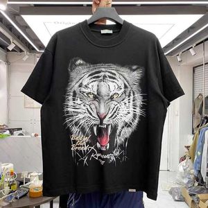 Męskie koszulki Tiger Year Limited Tiger Head Print Loose American Style Retro T-shirt T221130